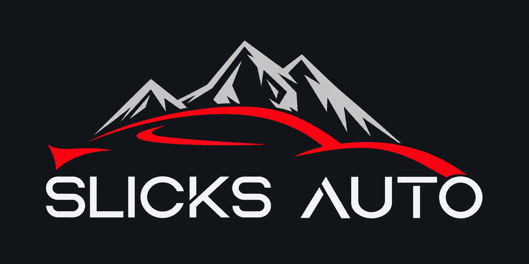 Slicks Auto — mountain and car logo